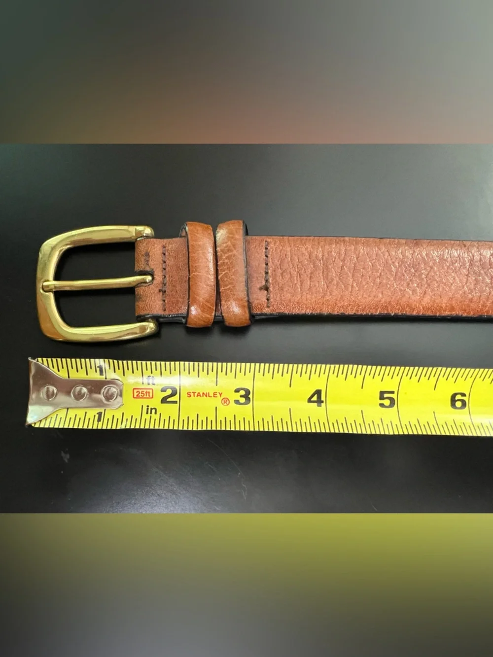 Classic Brown Leather Belt with Solid Brass Buckle Size 42/105